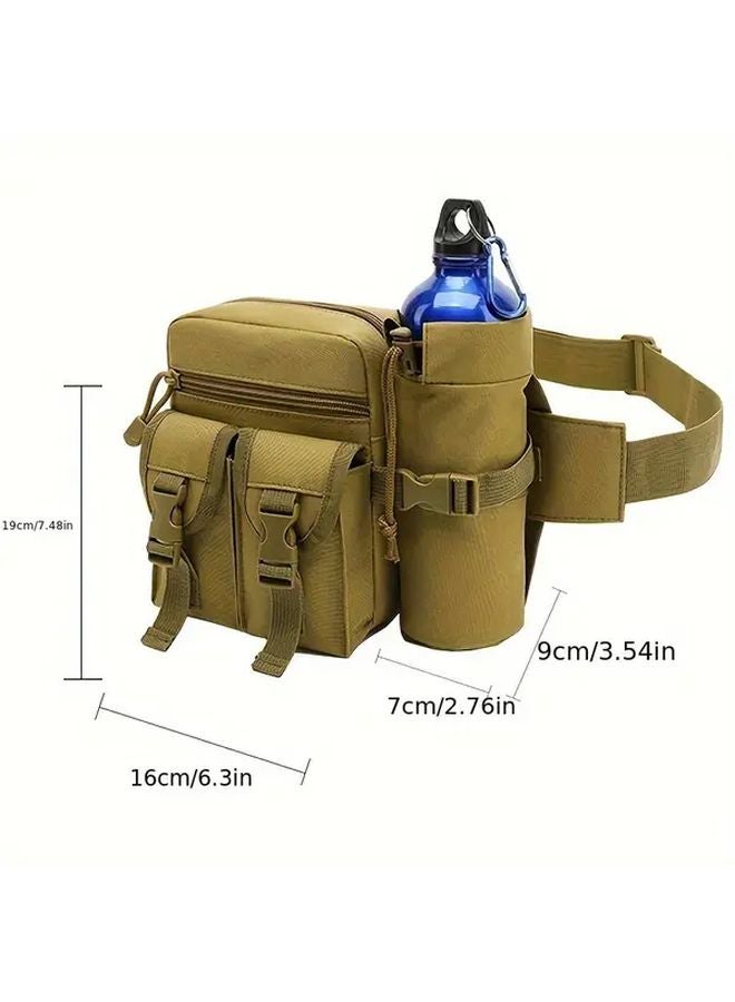 Khaki Mens Multi Sport Belt Bag With Water Bottle Holder For Outdoor Camping Hiking - Image 2